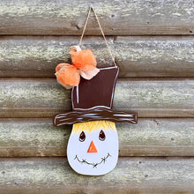 Load image into Gallery viewer, Scarecrow Hand Painted with 3D Hat for Fall
