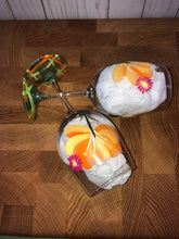 Load image into Gallery viewer, Wine Glasses Hand Painted Tropical Flowers
