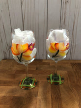 Load image into Gallery viewer, Wine Glasses Hand Painted Tropical Flowers
