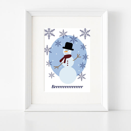 Winter Snowman Printable Digital Art
