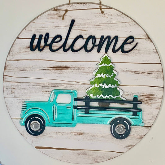 Interchangeable  Welcome Sign with 3D Wood Cutouts