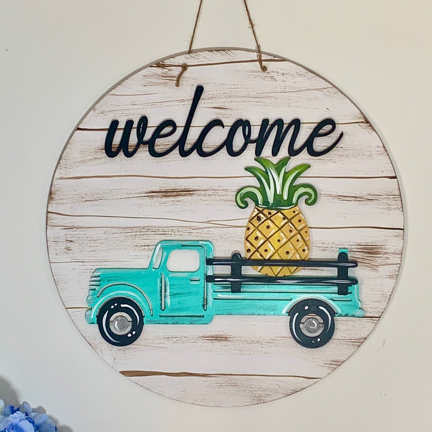 Interchangeable  Welcome Sign with 3D Wood Cutouts