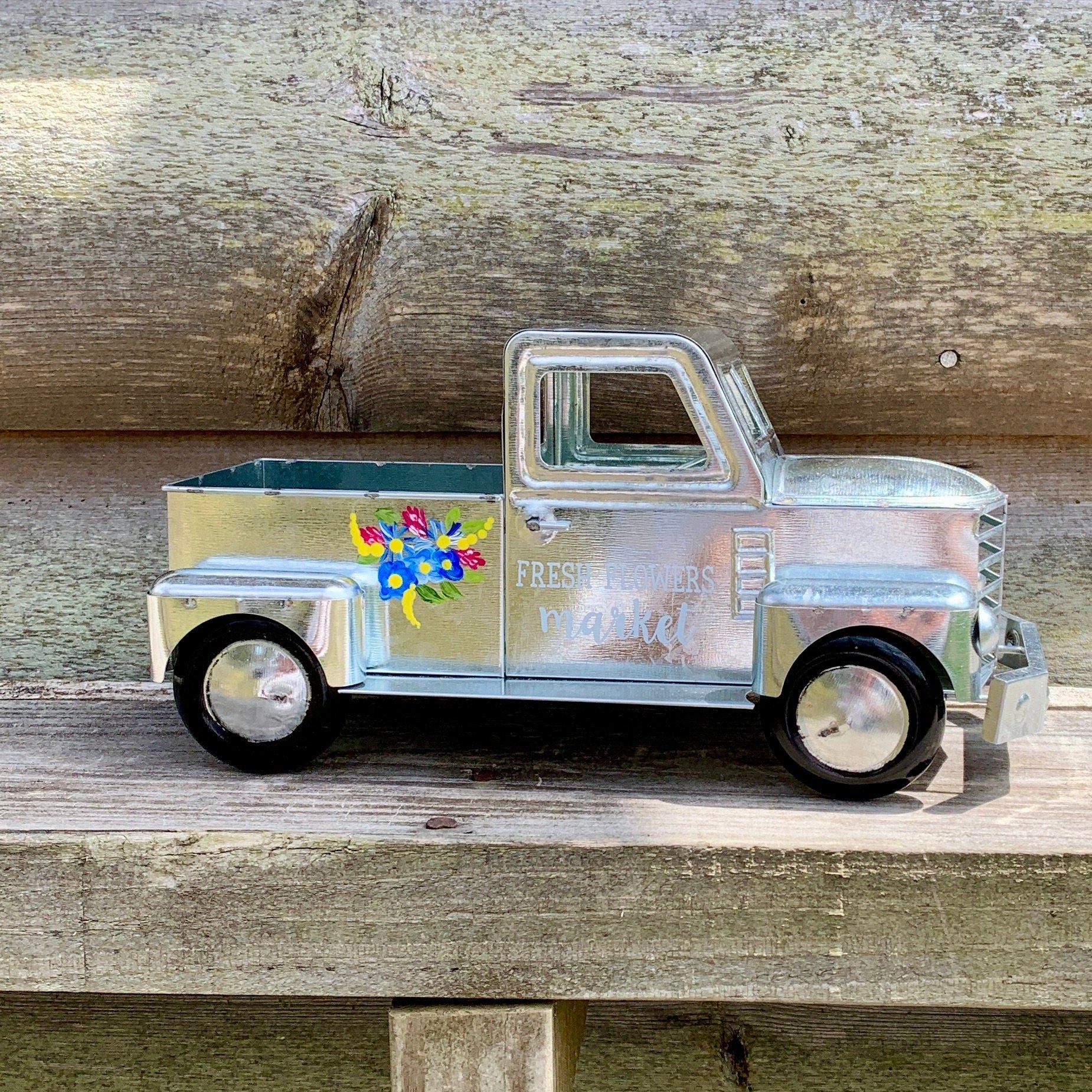 hand painted metal truck home decor