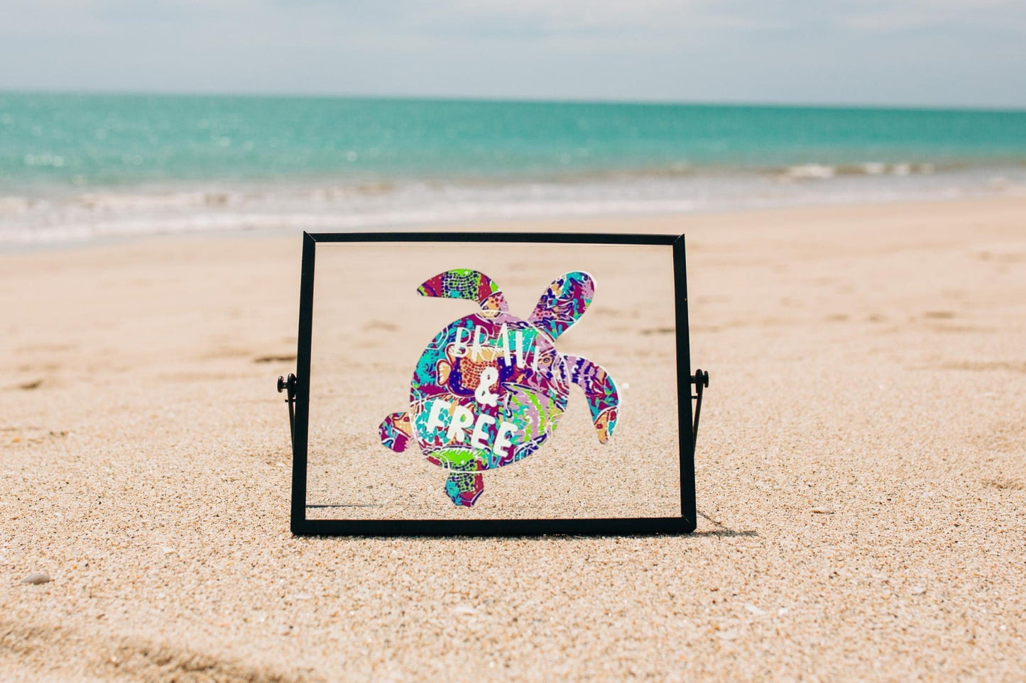 Sea Turtle Window Car Decal for Beach Lover, Sparkleberry pattern vinyl