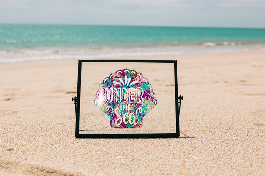 Seashell Car Deal for Beach Lover, Island Lover Sticker, Sparkleberry pattern vinyl