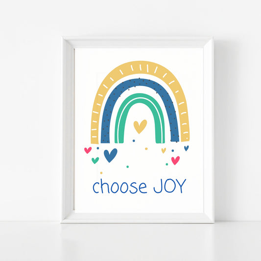 Rainbow Digital Wall Art for Child's Room |Choose Joy Printable