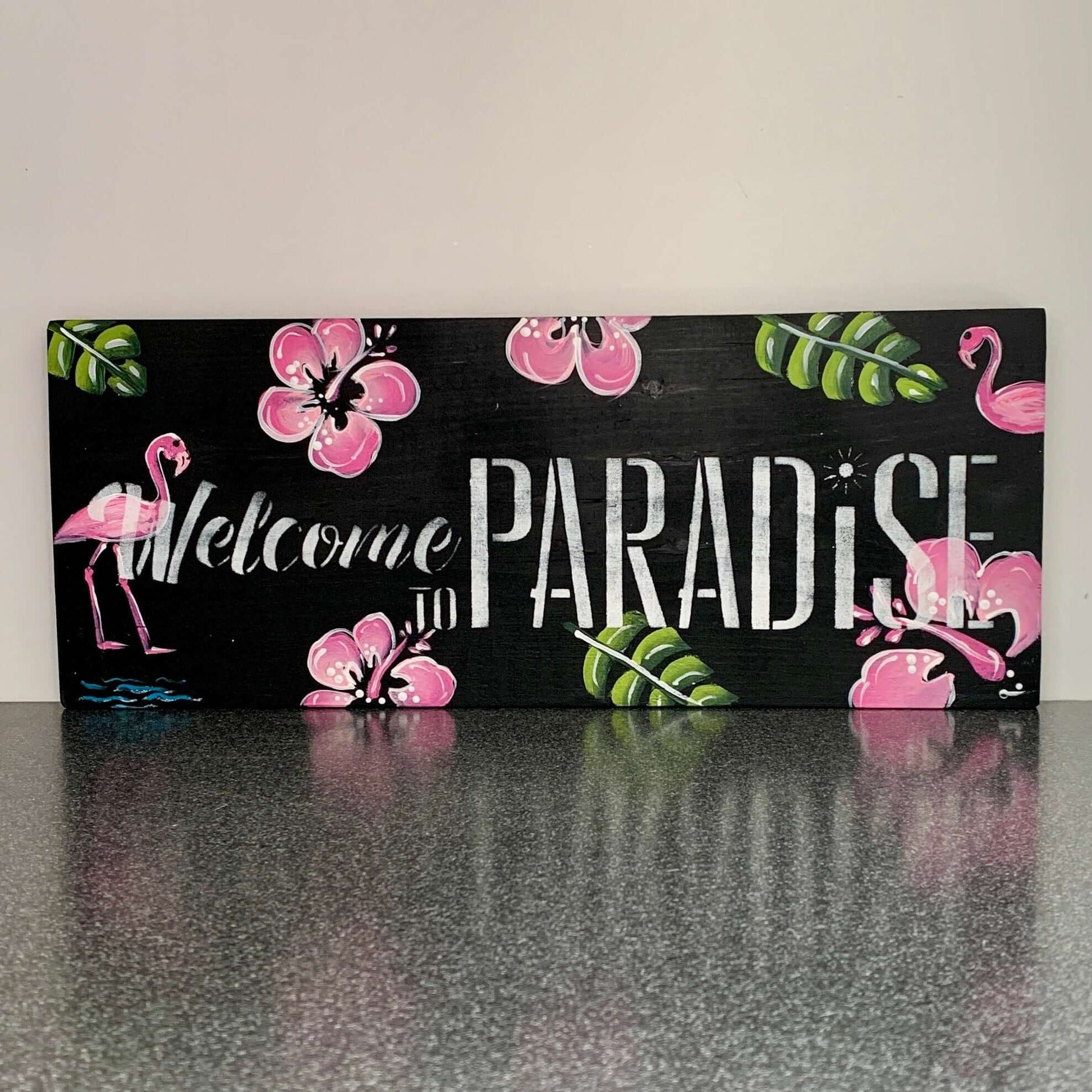 flamingo wood sign