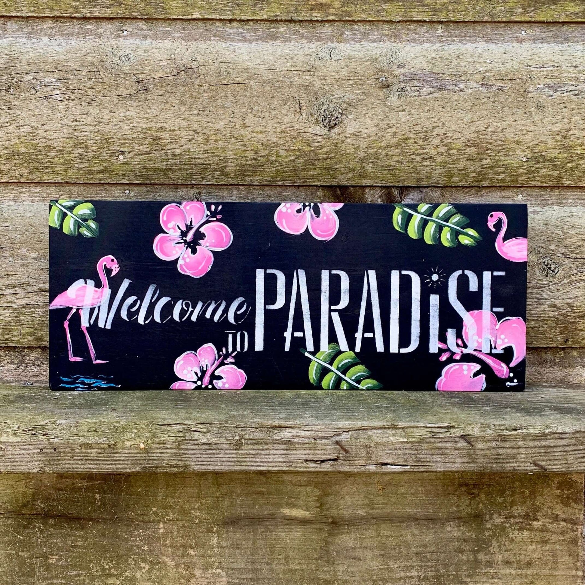 flamingo wood sign