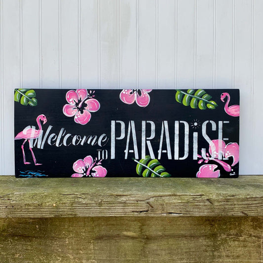 flamingo wood sign