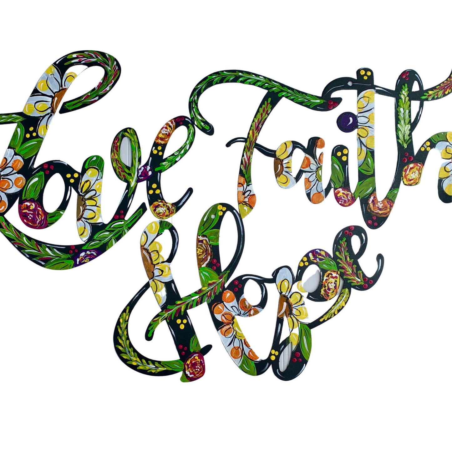 Enjoy Unique Steel Wall Art Set| Steel Word Inspirational Cutouts for Wall|Faith Love Hope|Set of 3