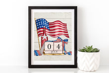 Load image into Gallery viewer, Fourth of July Art Print Calendar with Patriotic USA Digital Art
