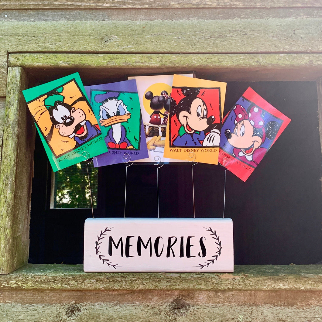 Memories Photo Holder of Rustic Wood and Wire|Farmhouse Picture Holder