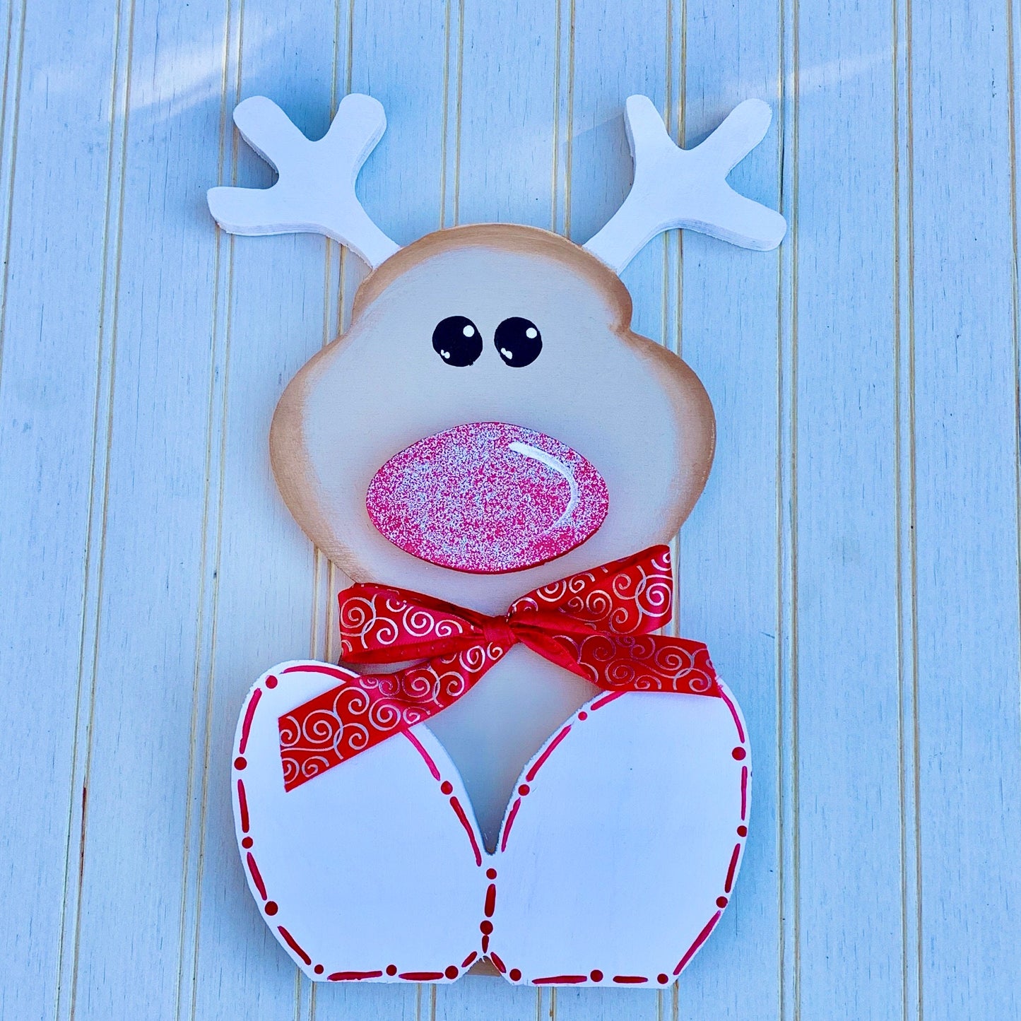Reindeer Shelf Sitter|Hand Painted Wood Reindeer