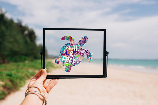 Sea Turtle Window Car Decal for Beach Lover, Sparkleberry pattern vinyl