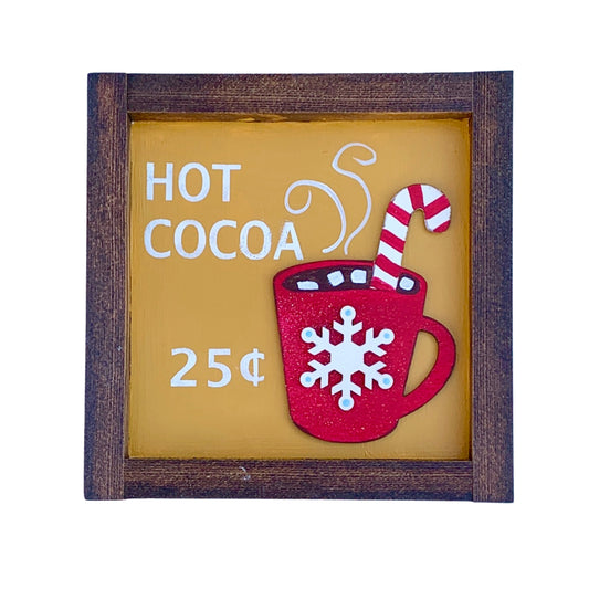 Hot Cocoa Framed Wood Sign 