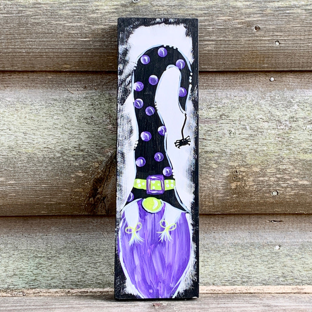 Halloween Gnome Wood Sign with Spider hat