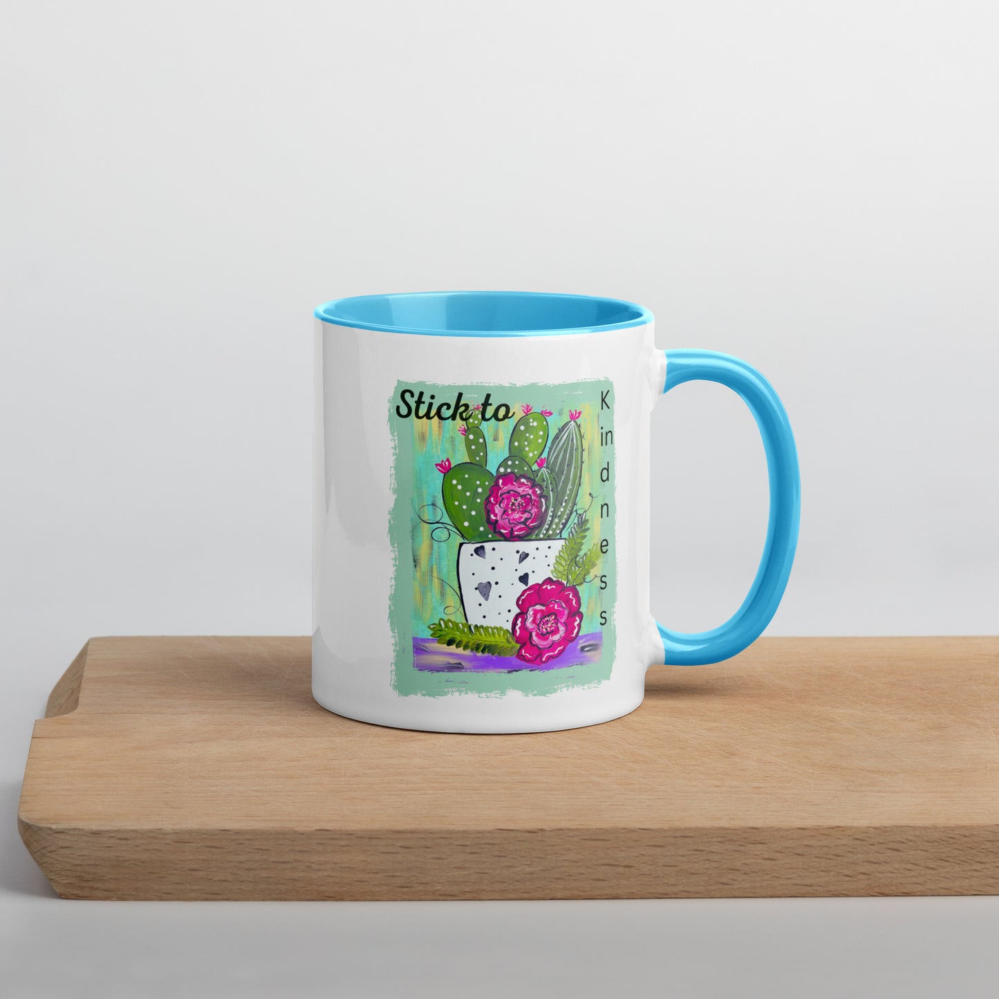 Stick to Kindness Ceramic Mug with Colors Inside