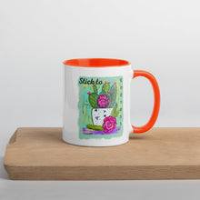 Load image into Gallery viewer, Stick to Kindness Ceramic Mug with Colors Inside
