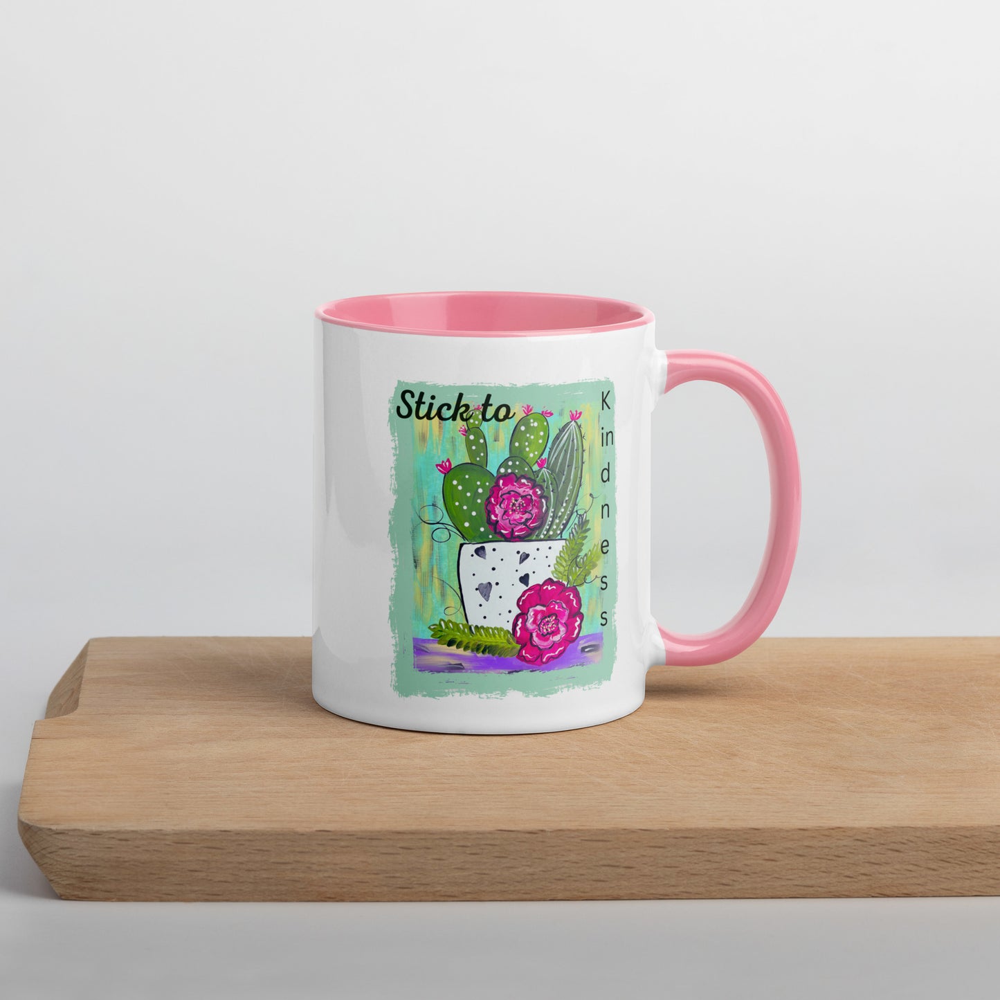 Stick to Kindness Ceramic Mug with Colors Inside